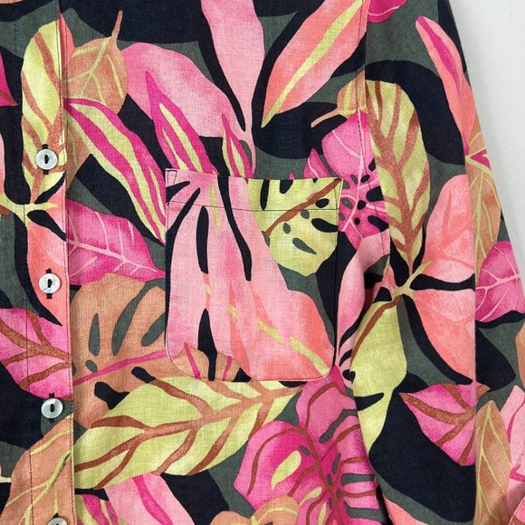 Chicos 3P Shirt Womens 16P 18P No Iron Linen Tropical Fresh Chic Coral Button Up - Picture 4 of 9